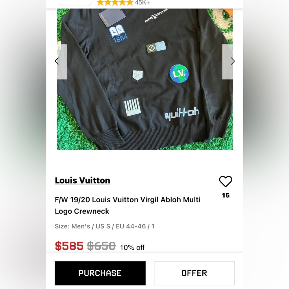 19/20 Louis Vuitton Virgil Abloh Multi Logo Crewneck. It is size:XXL, Mens